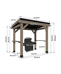 Mondawe 8 Ft. W x 6 Ft. D Solid Cedar Wood Grill Gazebo with Two Side Wooden Holder