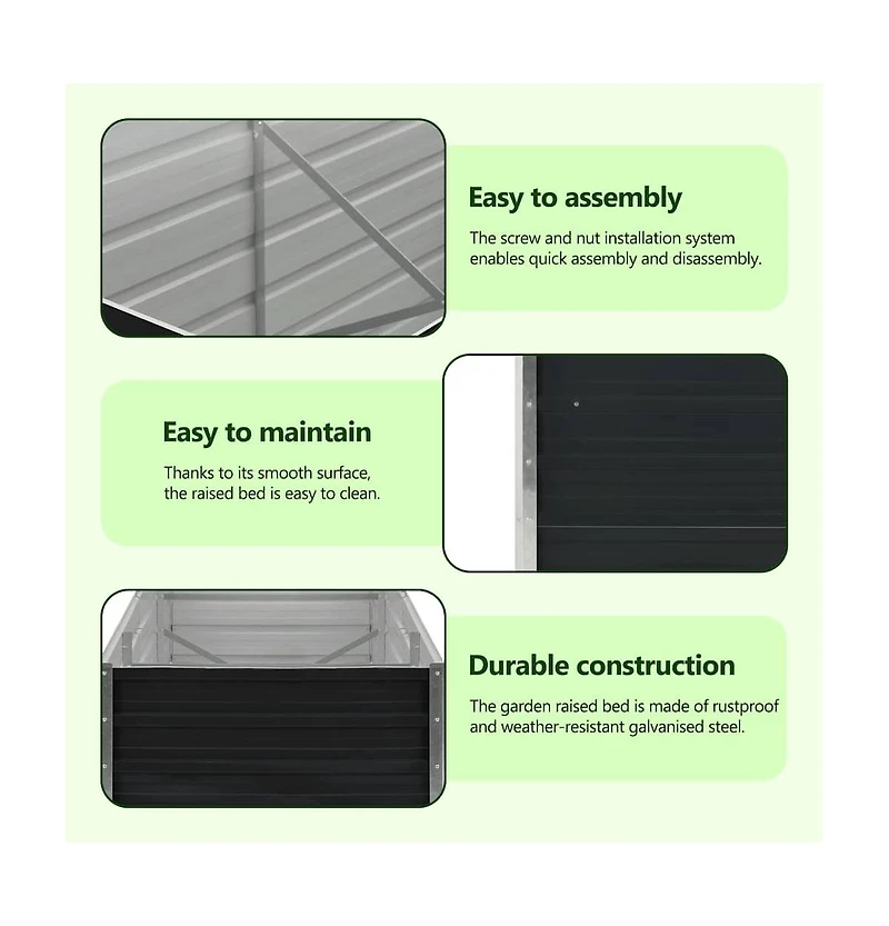 Garden Raised Bed Galvanized Steel 236.2"x31.5"x17.7" Anthracite