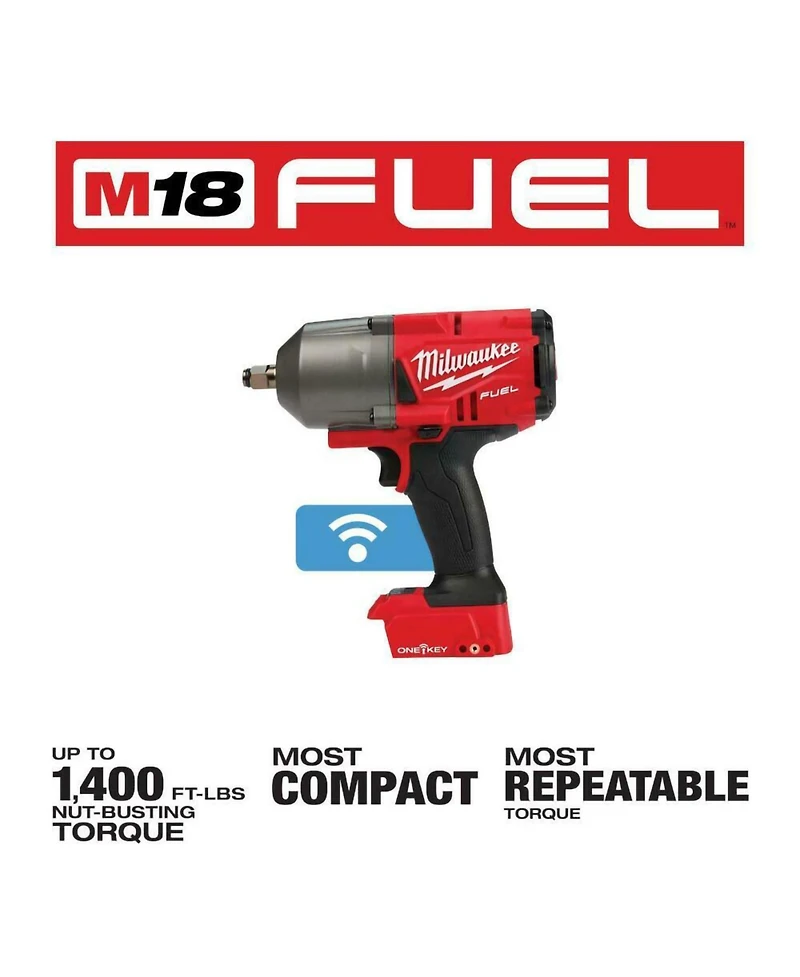 Milwaukee 2863-20 M18 Fuel One-key 18V -Ion Brushless Cordless 1/2 in. Impact Wrench with Friction Ring - Tool Only