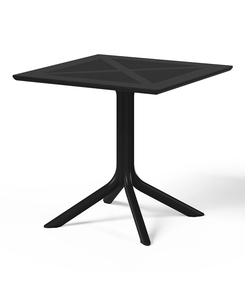 5-Piece Modern Square Patio Dining Table Set with Stackable Chairs