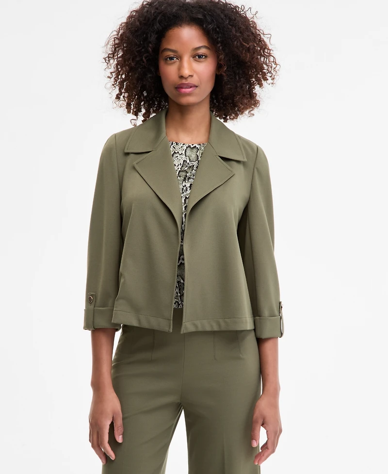 Anne Klein Women's Notched Collar Drapey Cropped Jacket