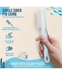 Ocean Plastic by Pt Single-Sided Pin Comb Brush for Pets, Eco-Friendly Grooming Tool Dogs and Cats