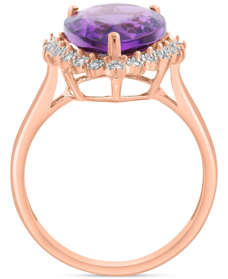 Effy Collection Diamond (1/10 ct. t.w.) & Amethyst (5-1/3 ct. t.w.) Ring in 14k Rose Gold