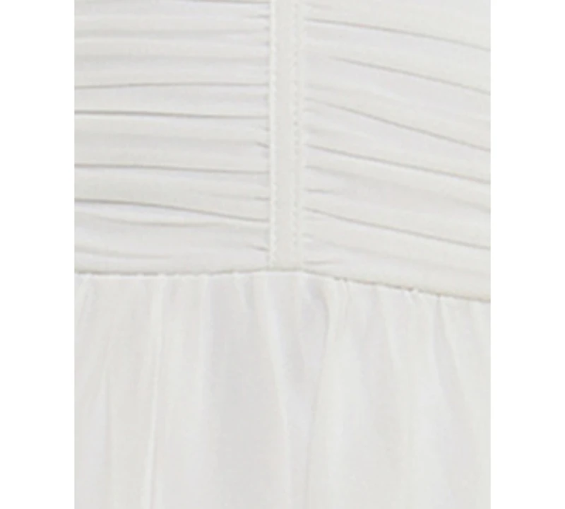 City Studios Juniors' Embellished-Strap Chiffon Fit & Flare Dress