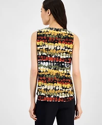 Anne Klein Women's Printed Sleeveless V-Neck Shell Top