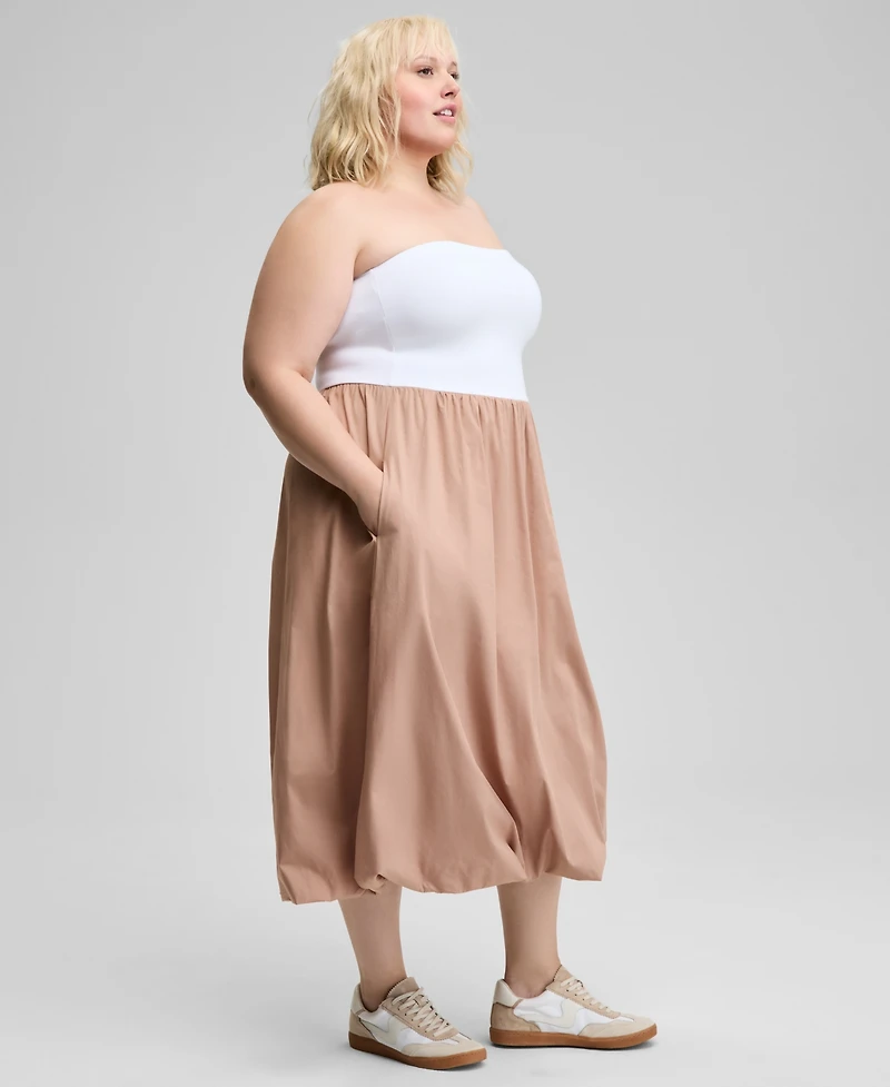 And Now This Plus Cotton Strapless Bubble Dress, Created for Macy's