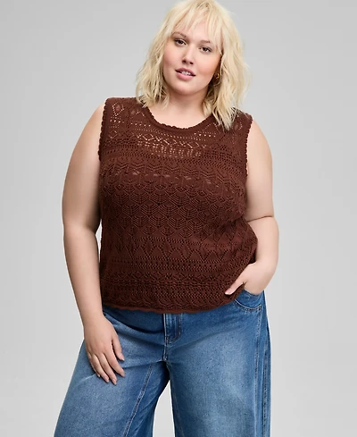 And Now This Trendy Plus Crochet Sleeveless Top, Created for Macy's