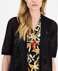 Anne Klein Women's Sheer Open-Front Short-Sleeve Cardigan