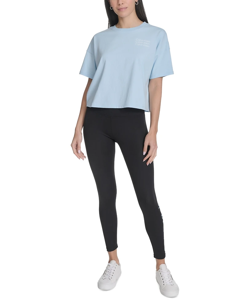 Calvin Klein Performance Women's Cotton Triple-Logo T-Shirt