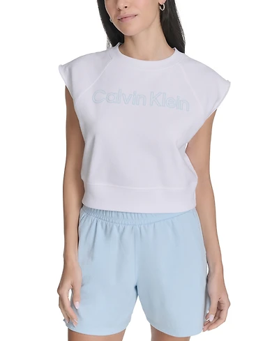 Calvin Klein Performance Women's Sleeveless Puff-Logo Cropped Top