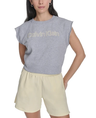 Calvin Klein Performance Women's Sleeveless Puff-Logo Cropped Top