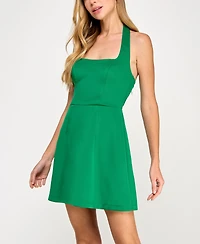 Seni & Cade Juniors' Halter-Neck Scuba Fit Flare Mini Dress