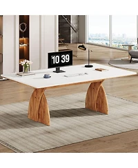 Tribesigns Executive Office Desk, Large Computer Desk, Modern Wood Desk with Heavy Duty Legs, Laptop Desk Study Writing Table Business Furniture, Work