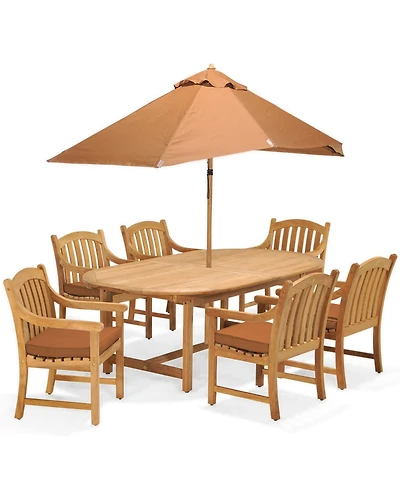 Bristol Outdoor Teak 7-Pc. Dining Set (87" x 47" Dining Table and 6 Dining Chairs), Created for Macy's