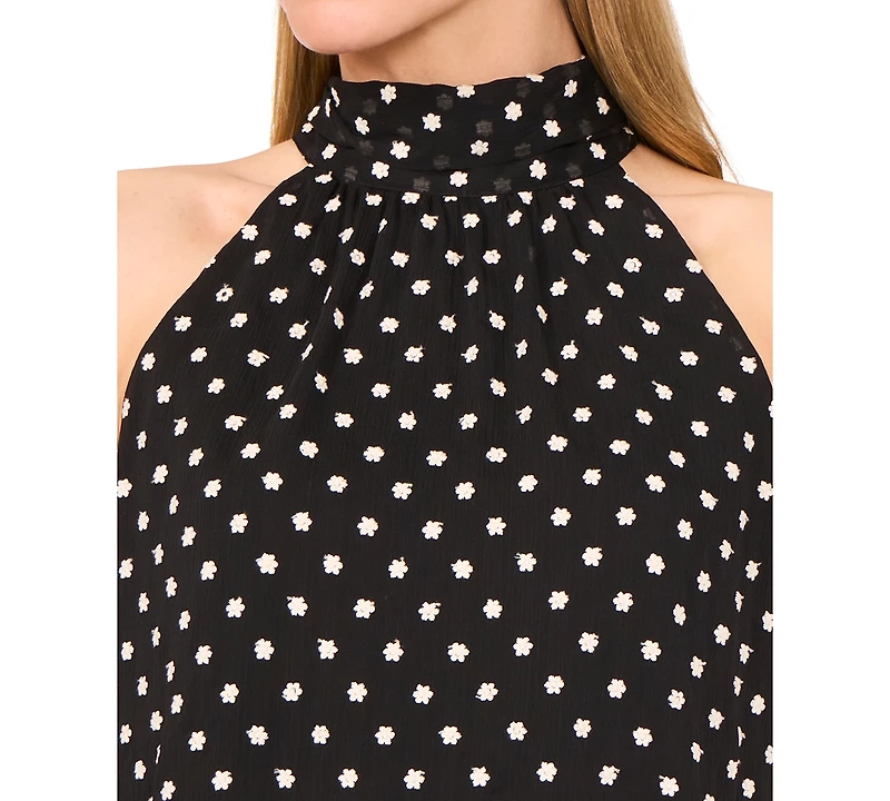 CeCe Women's High-Neck Sleeveless Polka Dot Top