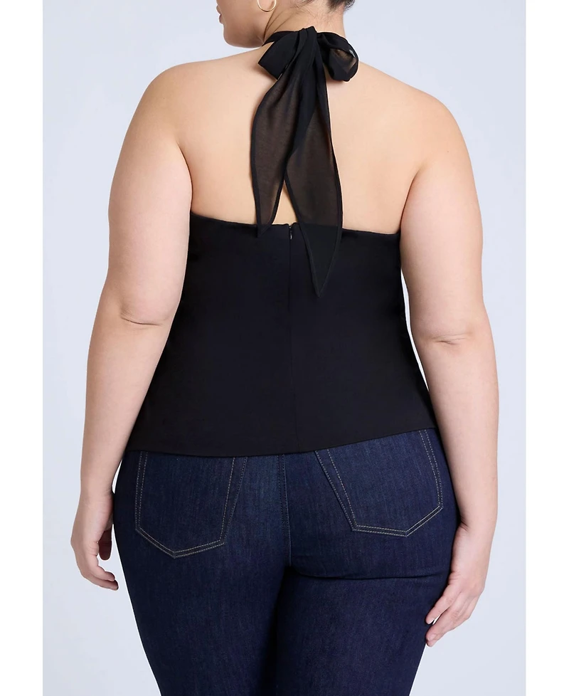 Eloquii Women's Plus Chiffon Wrap Halter Top