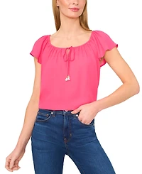 CeCe Women's Round-Neck Flutter-Sleeve Blouse
