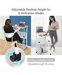 Height Adjustable Mobile Computer Stand-Up Desk with 2 Modes