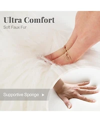 Faux Fur Vanity Stool Chair with Metal Legs for Bedroom and Living Room
