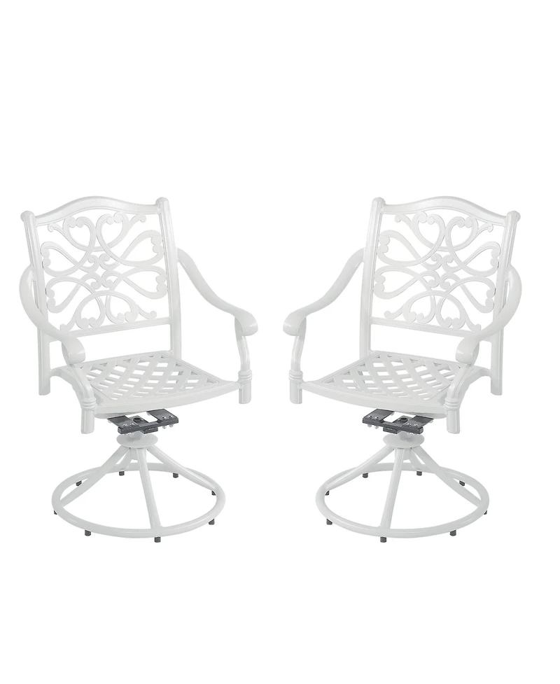 Patio Dinning Swivel Chair Set of 2 Outdoor Swivel Rocker Patio Chairs Bistro Chairs Outdoor Dining Chairs, White