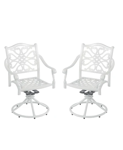 Patio Dinning Swivel Chair Set of 2 Outdoor Swivel Rocker Patio Chairs Bistro Chairs Outdoor Dining Chairs, White