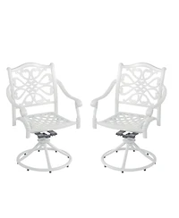 Patio Dinning Swivel Chair Set of 2 Outdoor Swivel Rocker Patio Chairs Bistro Chairs Outdoor Dining Chairs, White