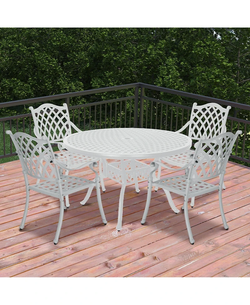 Mondawe Outdoor Cast Aluminum Dining Armchair