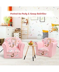Kids Mermaid Armrest Couch Upholstered Sofa