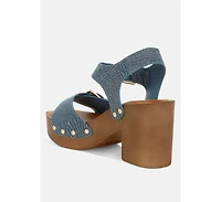 Vipasa Studded Denim Clog Sandals