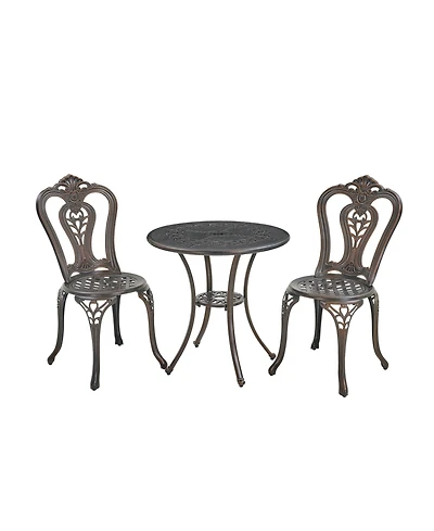 Patio Bistro Set of 3 Table and Chairs Outdoor Dining Chairs, Bronze