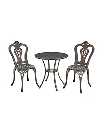 Patio Bistro Set of 3 Table and Chairs Outdoor Dining Chairs, Bronze