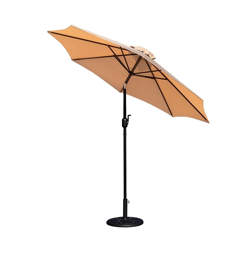 Bali Patio Umbrella With Base - 9' Polyester Patio Umbrella - 30+ Uv Protection - Waterproof Cement Base With 1.5" Diameter Aluminum Pole
