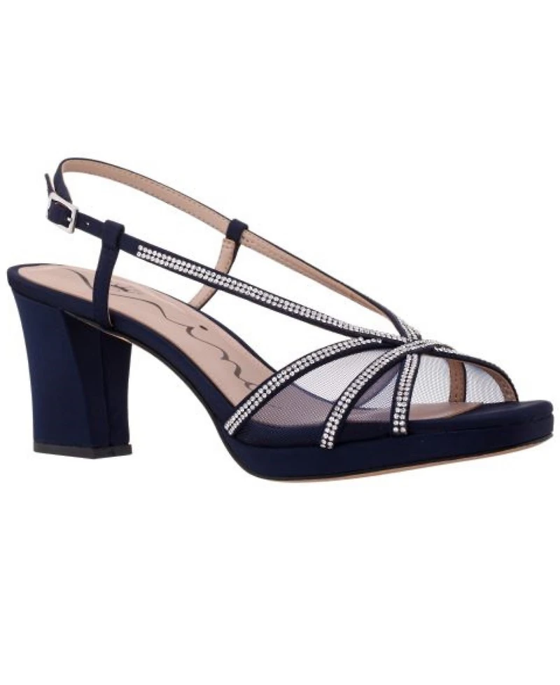 Nina Women's Bonney Rhinestone Square Toe Dress Sandals