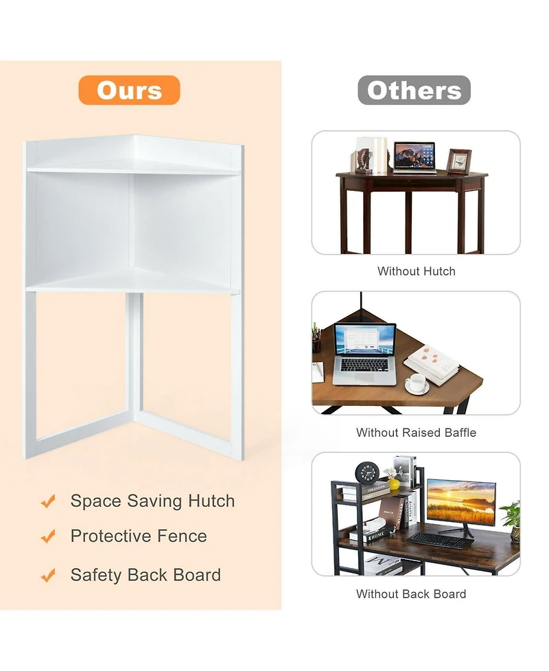 Corner Computer Desk with Hutch and Storage Shelves