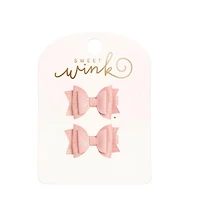 Sweet Wink Girls Blush Glitter Bow Clip Set