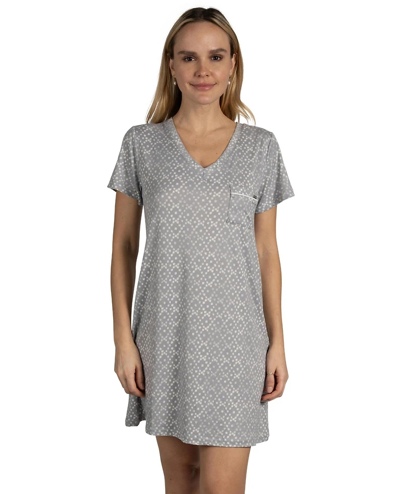 Tahari Women's 2-Pack V-Neck Short Sleeve Nightshirts