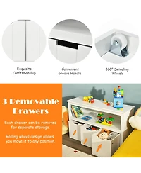 Kid Toy Storage Cabinet 3 Drawer Chest with Wheels Large Storage Cube Shelf