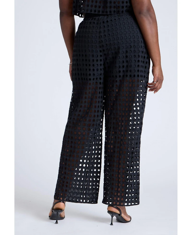 Eloquii Women's Sheer Eyelet Pant