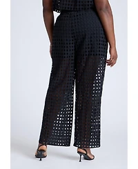 Eloquii Women's Sheer Eyelet Pant