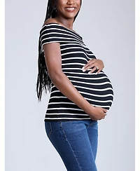 Motherhood Maternity Rib Knit Short Sleeve Off The Shoulder Top
