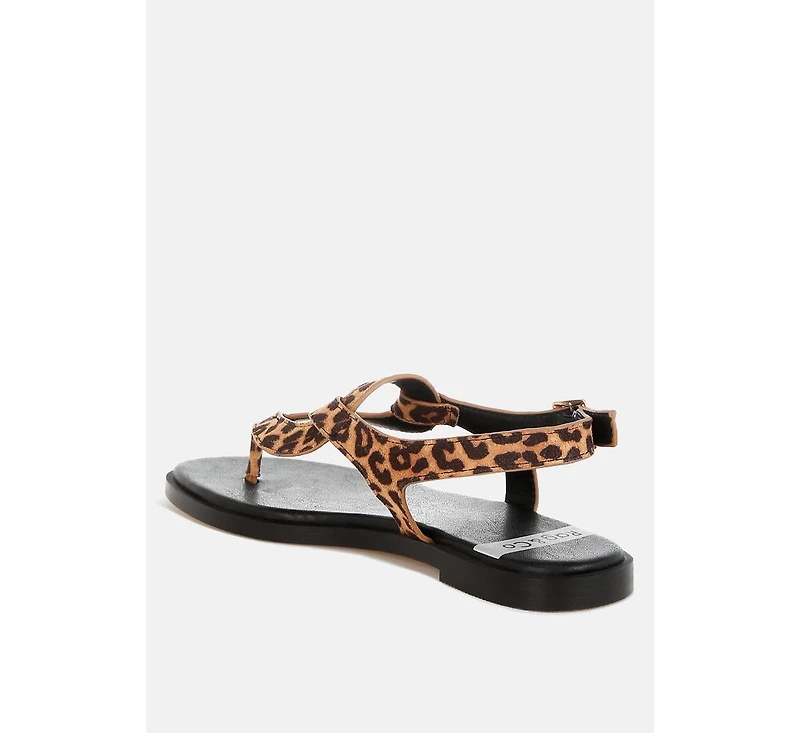 Venusa Leopard Print Buckled Flats