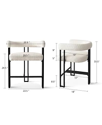 Set of 2 Modern Counter Stools, Boucle Upholstered Bar Chairs with Curved Armrests-Maison Boucle