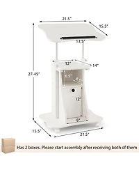 Adjustable Mobile Standing Desk Cart with Tilt Desktop and Cabinet