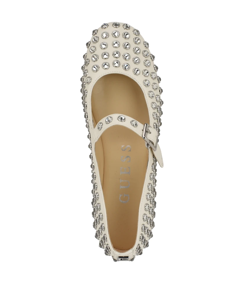 Guess Women's Kalidal Rhinestone Mary Jane Ballet Flats