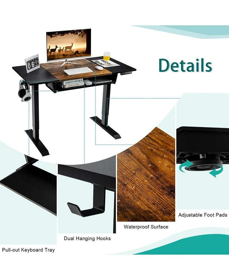 48 Inch Electric Sit to Stand Desk with Keyboard Tray