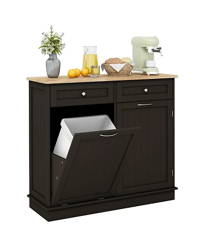 Kitchen Tilt Out Trash Cabinet with 2 Drawers and Adjustable Shelf