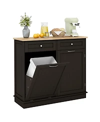 Kitchen Tilt Out Trash Cabinet with 2 Drawers and Adjustable Shelf