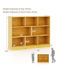 3-Tier Open Bookcase 8-Cube Floor Standing Storage Shelves Display Cabinet