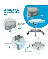 Adjustable Desk Chair with Auto Brake Casters for Kids