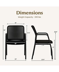 Waiting Room Chair Set of 2 Office Guest Chairs with Ergonomic Mesh Backrest